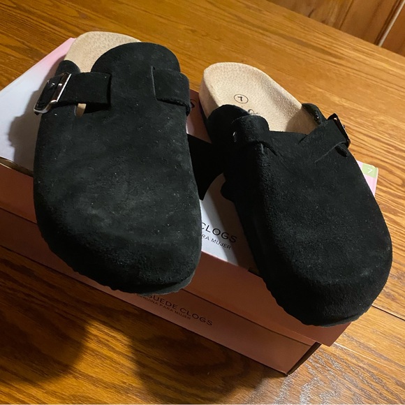 Serra Black Suede Clogs - Picture 3 of 6